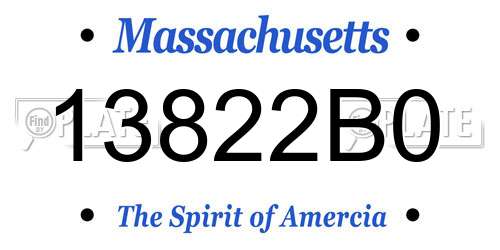 13822B0 Massachusetts License Plate