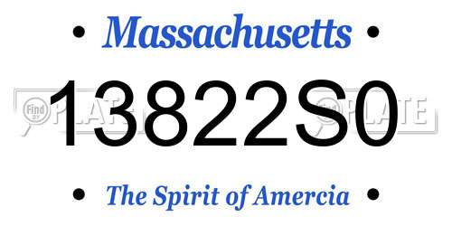 13822S0 Massachusetts License Plate