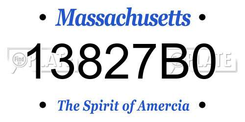 13827B0 Massachusetts License Plate