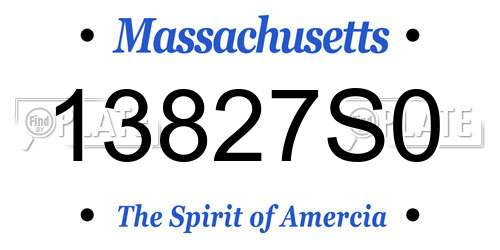 13827S0 Massachusetts License Plate