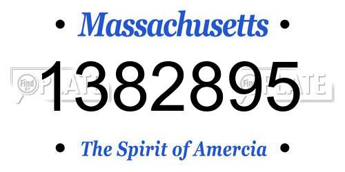 1382895 Massachusetts License Plate