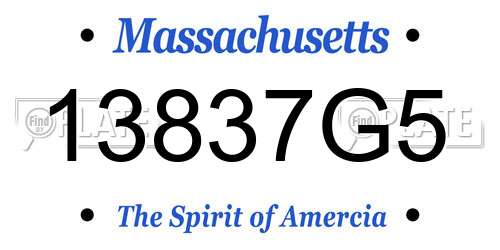 13837G5 Massachusetts License Plate