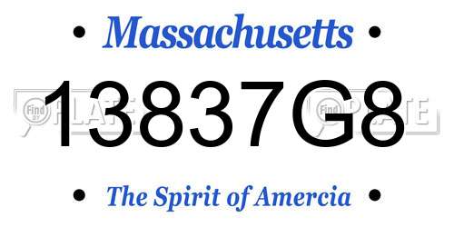 13837G8 Massachusetts License Plate