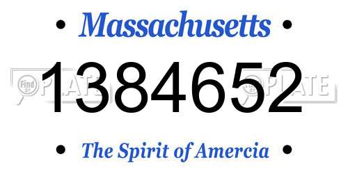 1384652 Massachusetts License Plate