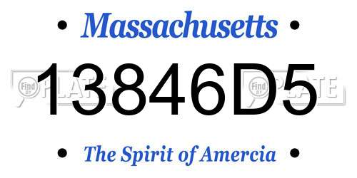 13846D5 Massachusetts License Plate