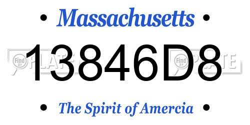 13846D8 Massachusetts License Plate