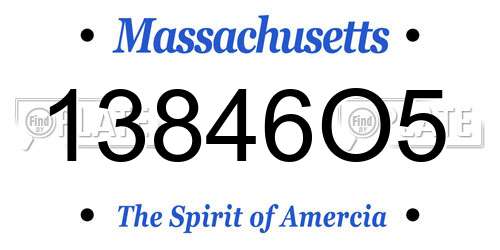 13846O5 Massachusetts License Plate