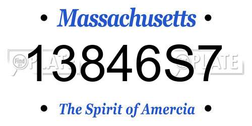 13846S7 Massachusetts License Plate