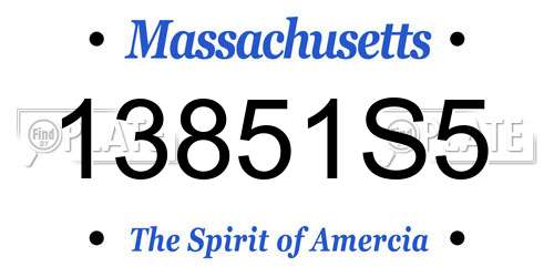 13851S5 Massachusetts License Plate