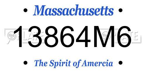 13864M6 Massachusetts License Plate
