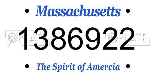 1386922 Massachusetts License Plate
