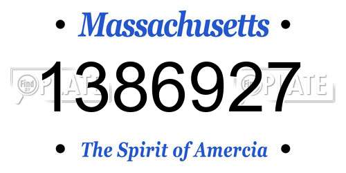 1386927 Massachusetts License Plate