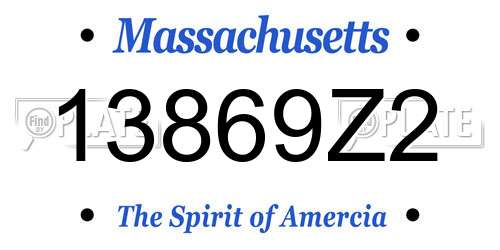 13869Z2 Massachusetts License Plate