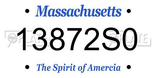 13872S0 Massachusetts License Plate