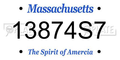 13874S7 Massachusetts License Plate