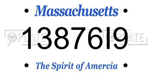 13876I9 Massachusetts License Plate