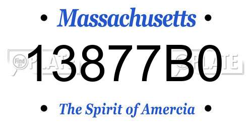 13877B0 Massachusetts License Plate
