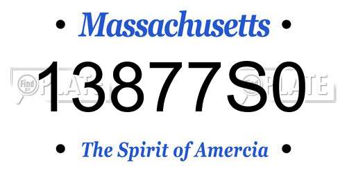 13877S0 Massachusetts License Plate