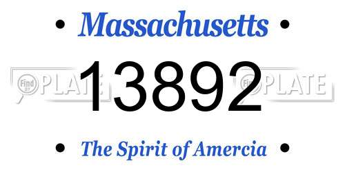 13892 Massachusetts License Plate