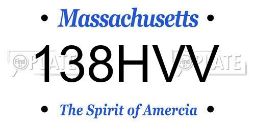 138HVV Massachusetts License Plate