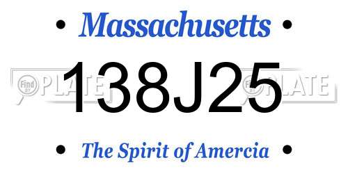 138J25 Massachusetts License Plate