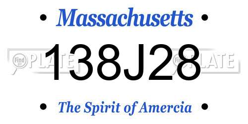 138J28 Massachusetts License Plate
