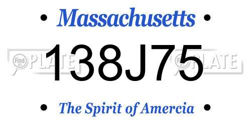 138J75 Massachusetts License Plate