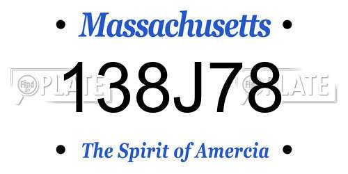 138J78 Massachusetts License Plate