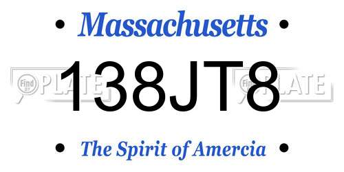 138JT8 Massachusetts License Plate