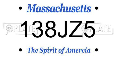 138JZ5 Massachusetts License Plate