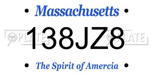 138JZ8 Massachusetts License Plate