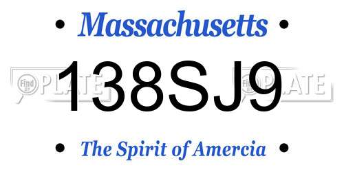 138SJ9 Massachusetts License Plate