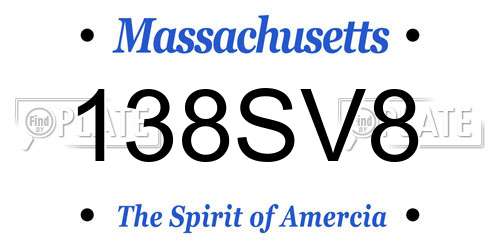 138SV8 Massachusetts License Plate