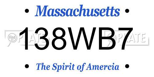 138WB7 Massachusetts License Plate