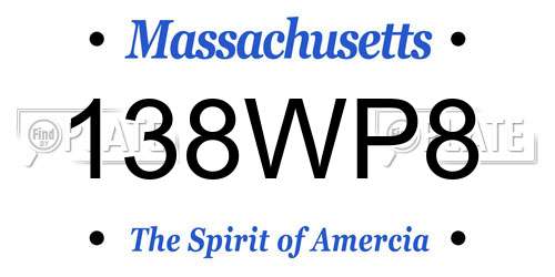 138WP8 Massachusetts License Plate