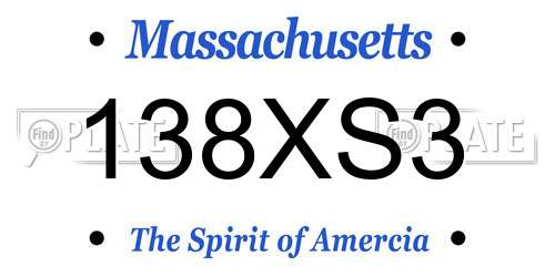 138XS3 Massachusetts License Plate