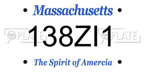 138ZI1 Massachusetts License Plate