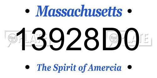 13928D0 Massachusetts License Plate