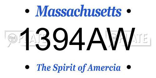 1394AW Massachusetts License Plate