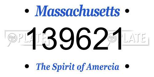 139621 Massachusetts License Plate