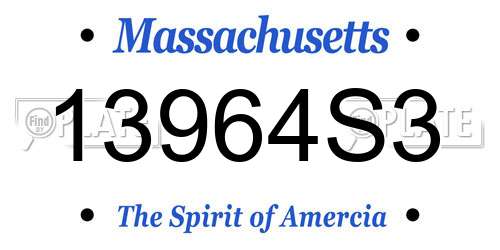 13964S3 Massachusetts License Plate