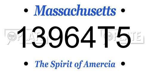 13964T5 Massachusetts License Plate