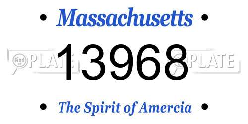 13968 Massachusetts License Plate