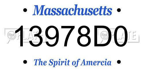 13978D0 Massachusetts License Plate