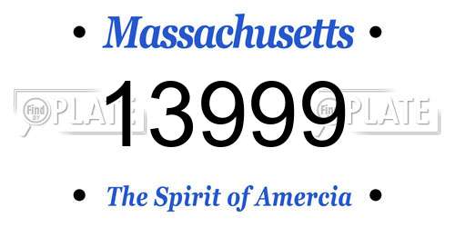 13999 Massachusetts License Plate