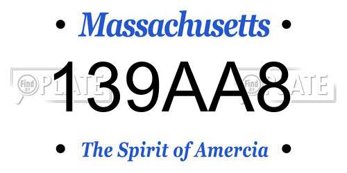 139AA8 Massachusetts License Plate