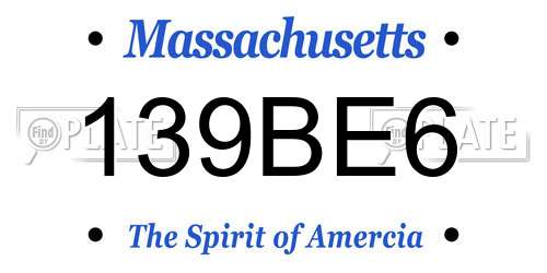 139BE6 Massachusetts License Plate