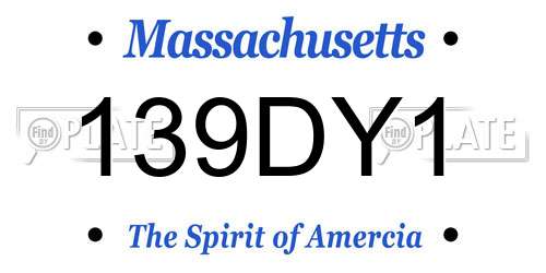 139DY1 Massachusetts License Plate