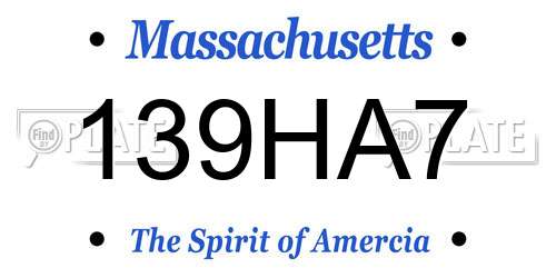 139HA7 Massachusetts License Plate