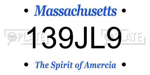139JL9 Massachusetts License Plate